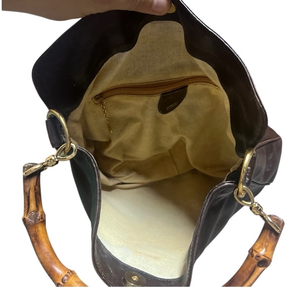 Gucci VINTAGE Brown Leather Bag with Bamboo Handle GUC - Picture 4 of 5